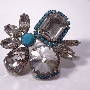 Joomi Lim Brilliant Silver Crystal Blue Bijoux Statement Cocktail Ring NWOT 140